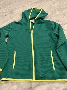Crewcuts Green Hooded Lightweight Jacket with Yellow Trim